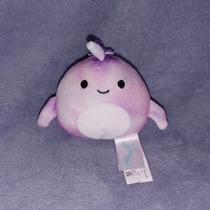 🩷3/$15🩷Squishmallow 3.5" Nabila Clip-on Purple Narwhal Plush Toy